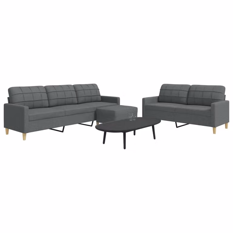 Maison Exclusive - Set divano a 3 pezzi con poggiapiedi in tessuto grigio scuro