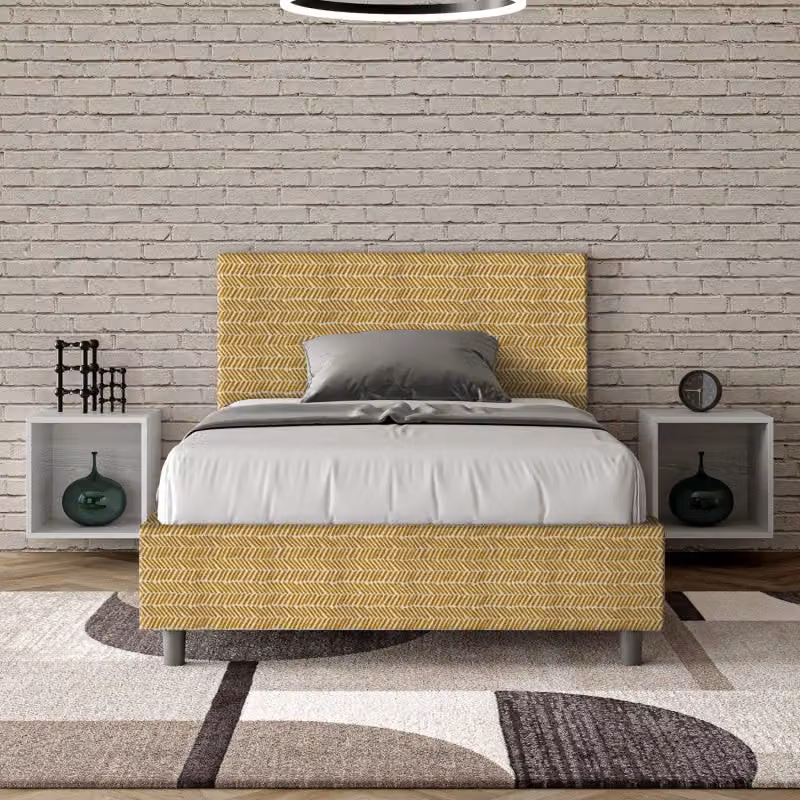 Letto imbottito Ityhome modello Aragona Adele in tessuto giallo L/P/H: 120 x 200 cm – 2