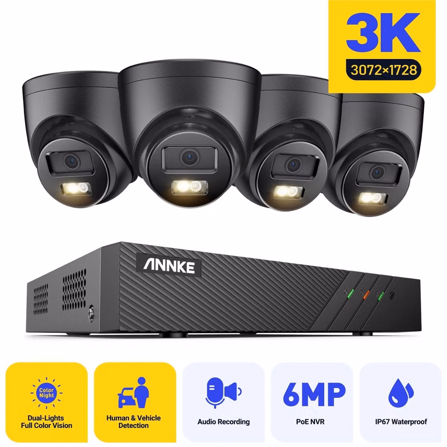 Telecamera di sicurezza - Telecamera di sorveglianza - Telecamera CCTV - Telecamera da esterno - Telecamera IP - Risoluzione Ultra HD 3K 5MP