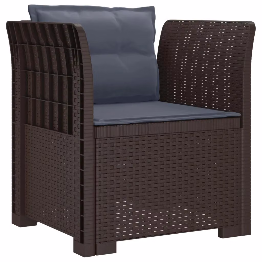 Sedia da giardino poltrona a 1 posto con cuscini in aspetto rattan marrone e grigio per giardino balcone e terrazzo – 2
