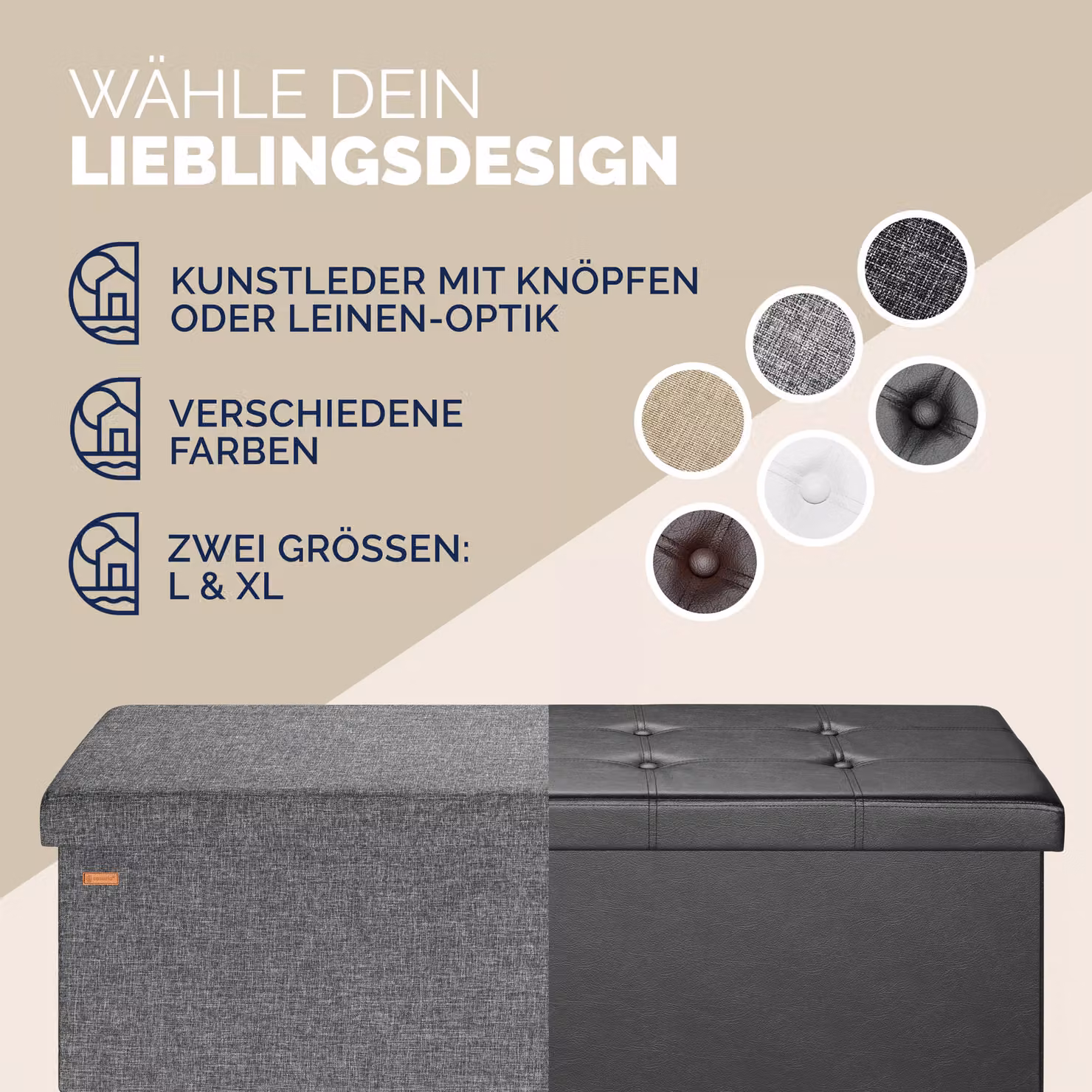 Pouf seduta Casaria® grigio con rivestimento rimovibile L: 115 cm, P: 38 cm, H: 38 cm – 4