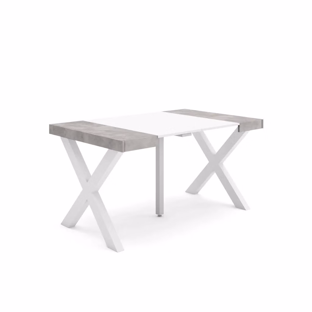 Consolle allungabile Skraut Home per 6 persone, Bianco e Grigio, L: 58-140 cm, P: 90 cm, H: 73 cm – 2