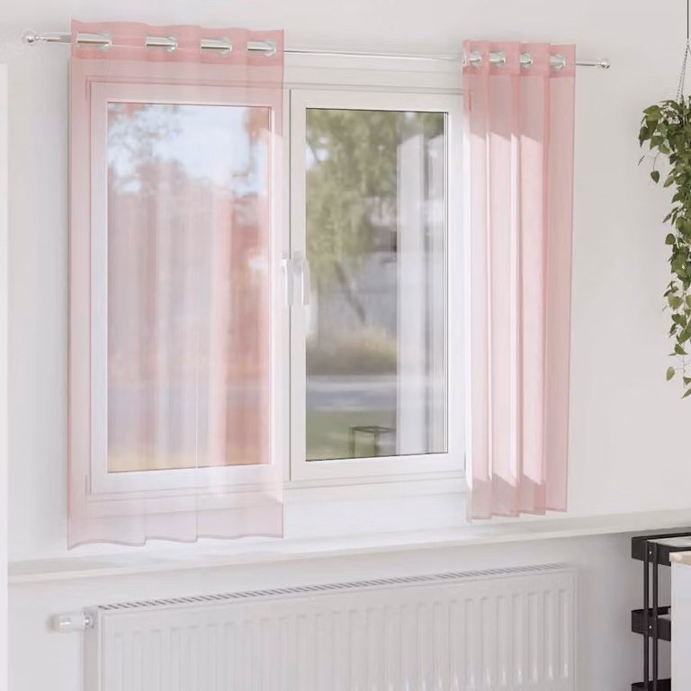 Set di 2 tende in voile semi-trasparenti vidaXL con occhielli, colore rosa chiaro, L: 140 cm x H: 175 cm