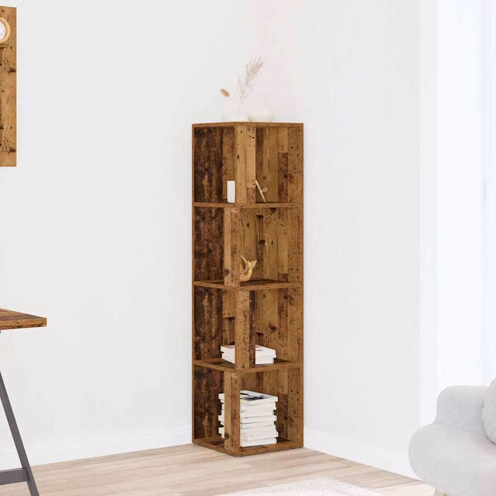 Mobile Vetrina d'Angolo vidaXL in Legno Rovere Marrone Opaco L/P/H: 33 x 33 x 132 cm