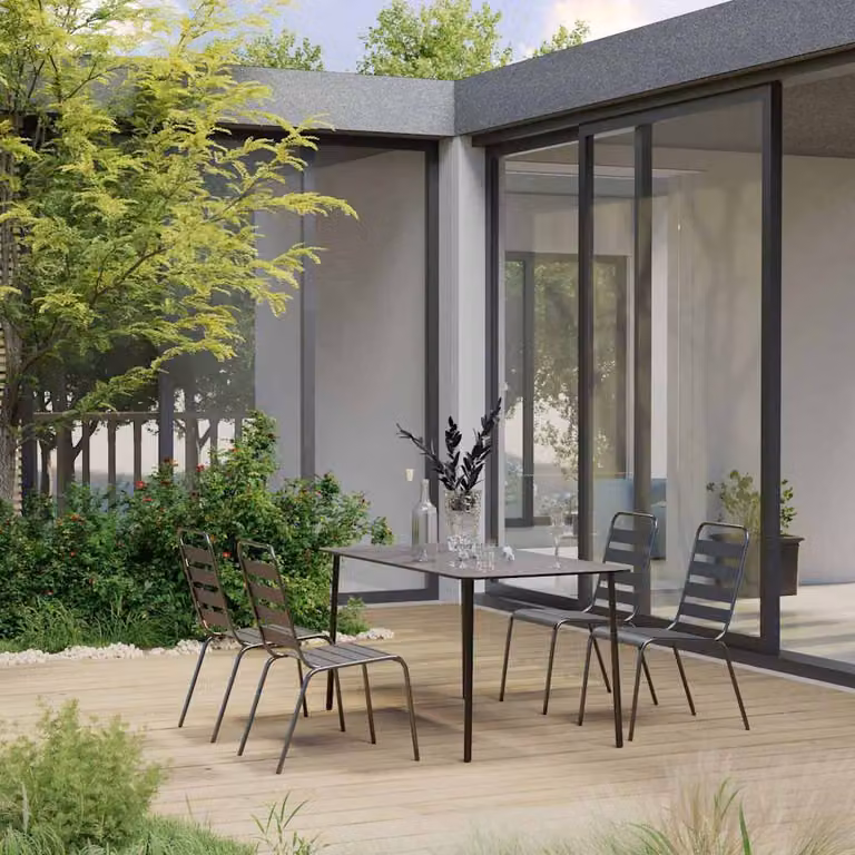 Set Mobili da Pranzo da Giardino vidaXL 5 pz in Acciaio Antracite Opaco