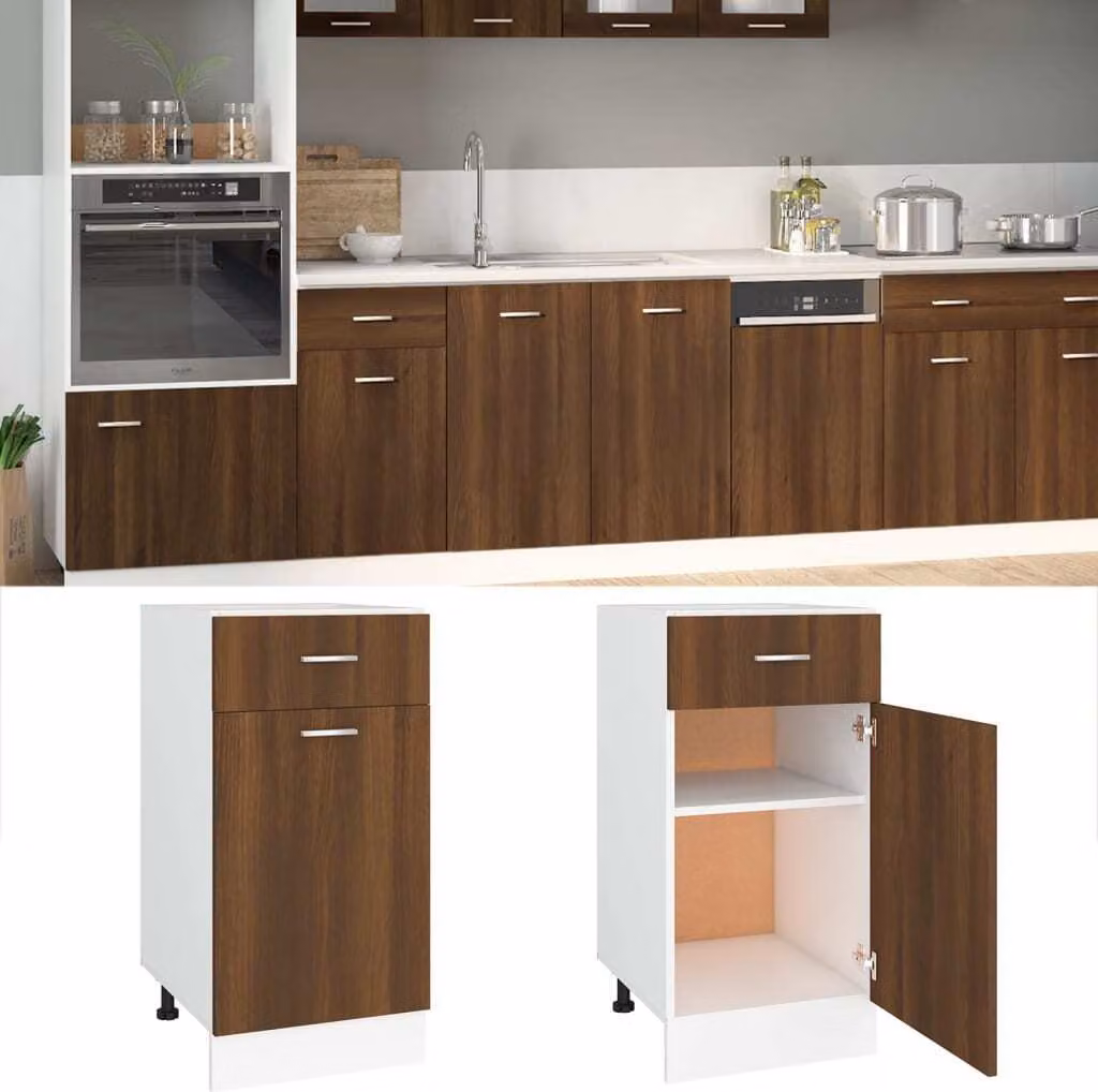 The Living Store Base con cassetto effetto rovere Brown 40x46x81,5 cm