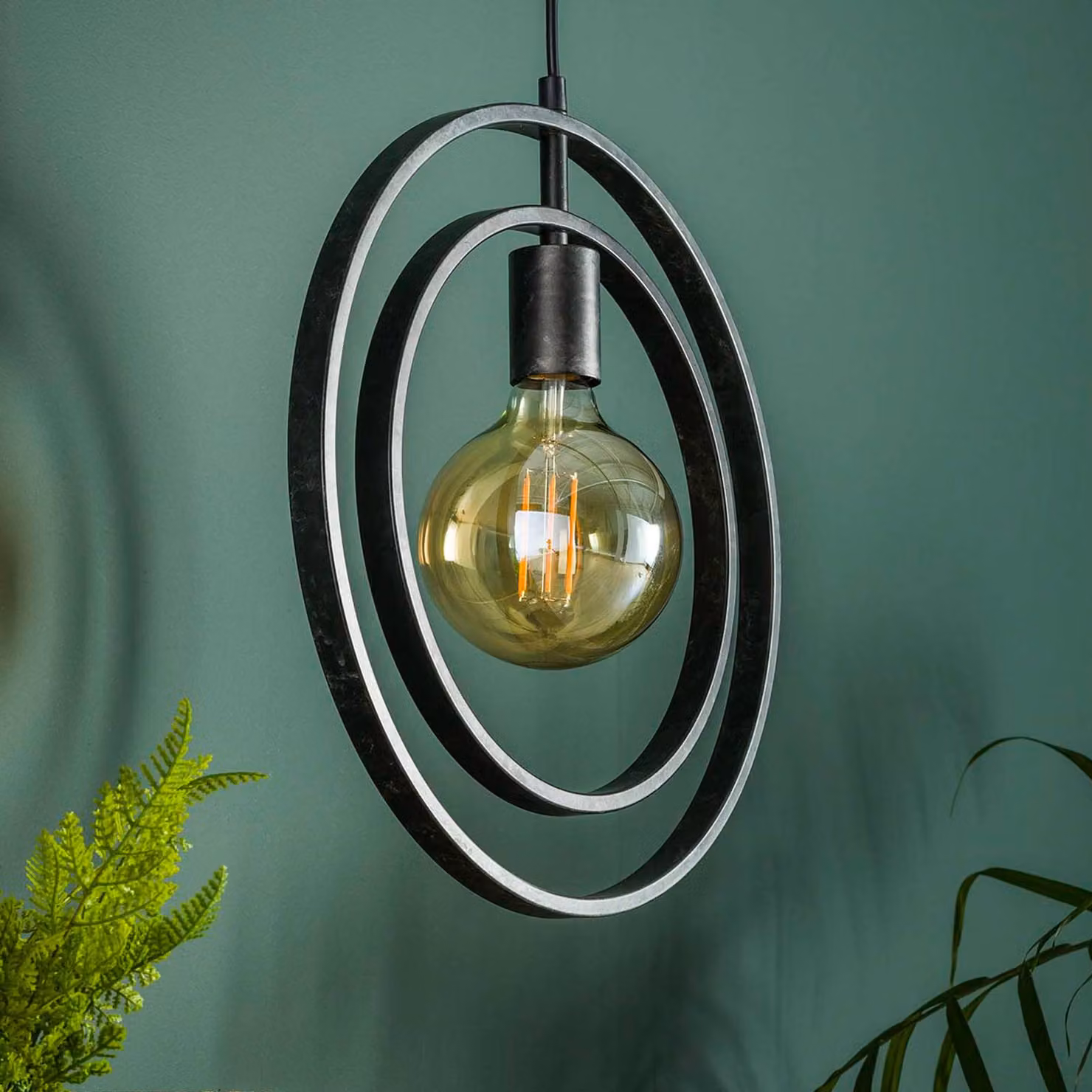 ZIJLSTRA Lampada a sospensione Ringelbach, dimmerabile, Nero, Soggiorno / Sala da pranzo, Metallo, Vintage, Lampada a sospensione