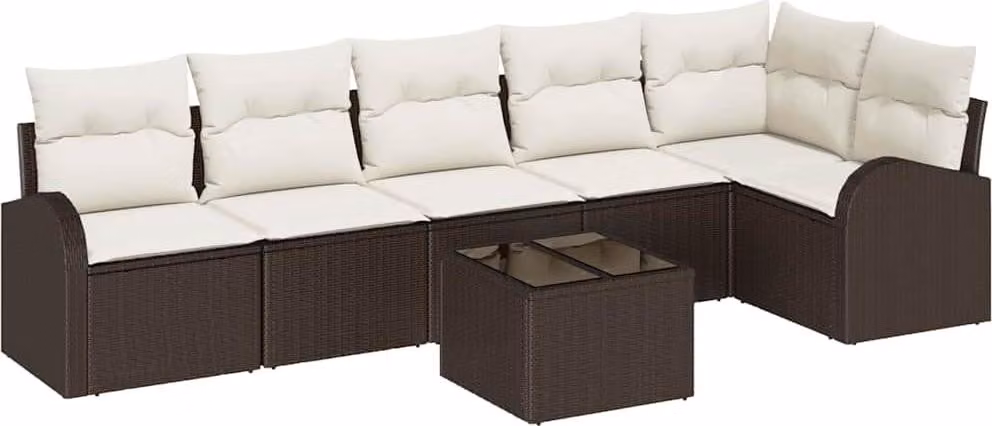 Set Divano da Giardino Marrone polyrattan