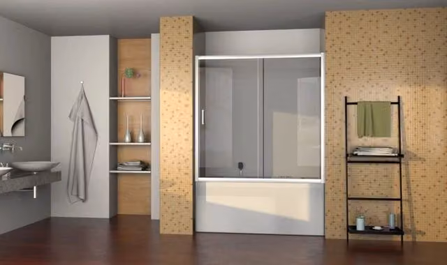 Box vasca in cristallo 6mm trasarente scorrevole h.150cm Doliso Restoir 120 cm