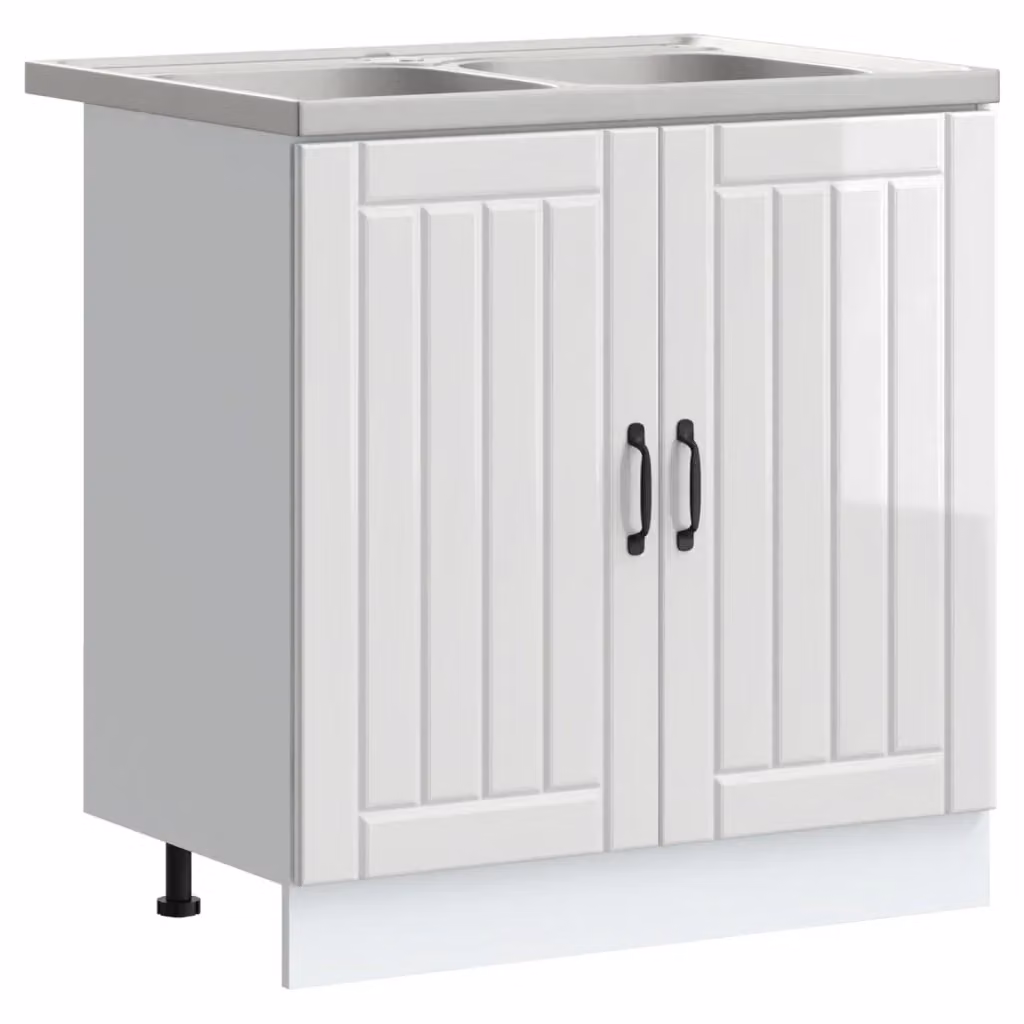 Mobiletto per lavabo moderno vidaXL in MDF bianco lucido