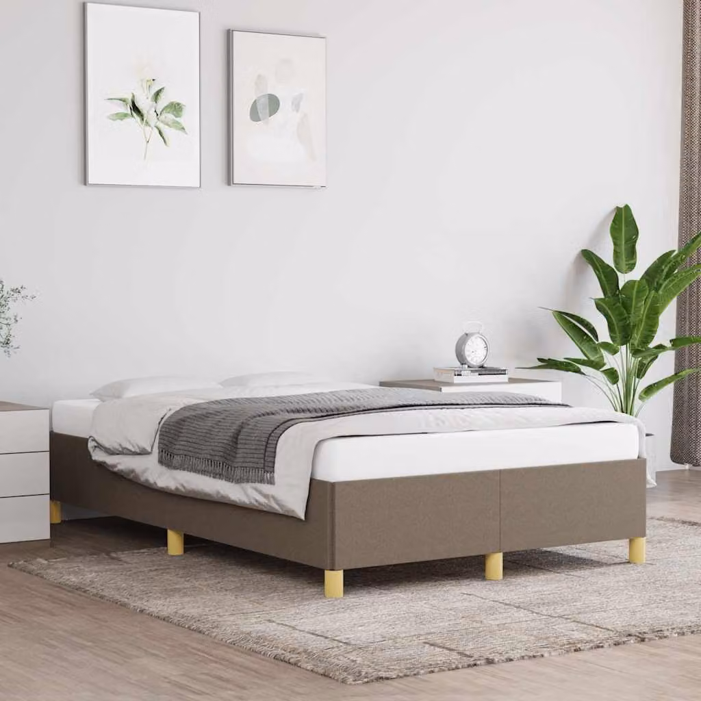 Giroletto vidaXL senza materasso in tessuto beige e grigio con struttura in legno e MDF L/P/H: 120 x 190 x 35 cm