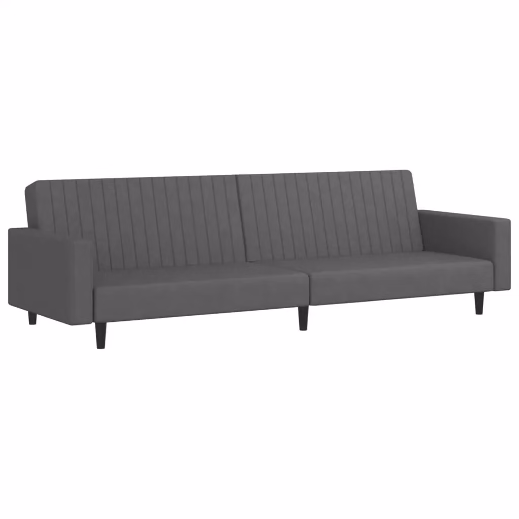 Divano Letto Click Clack Moderno vidaXL in Velluto Grigio con Struttura in Legno Solido L: 220 cm, P: 84,5 cm, H: 69 cm – 2