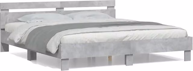 Letto matrimoniale | Letto per adulti | Giroletto Testiera Grigio Cemento 180x200 cm Legno Multistrato