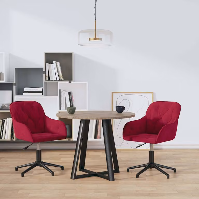 Set di 2 sedie da pranzo girevoli vidaXL in velluto rosso