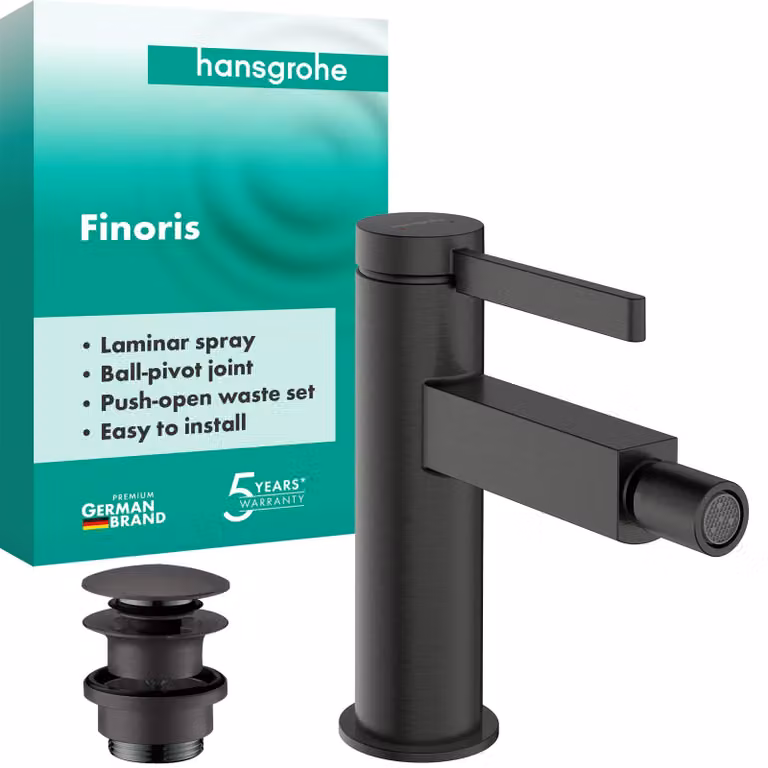 Miscelatore monocomando per bidet, altezza del beccuccio 99 mm, finitura nero cromato spazzolato