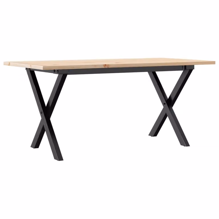 Tavolino da Salotto Telaio a X 90x40x45 cm Legno Pino e Acciaio