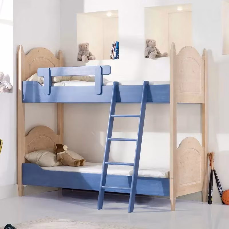 Letto a castello in legno di abete stile shabby chic Mobili 2G L: 93 cm, P: 205 cm, H: 186 cm, colori azzurro e miele – 3