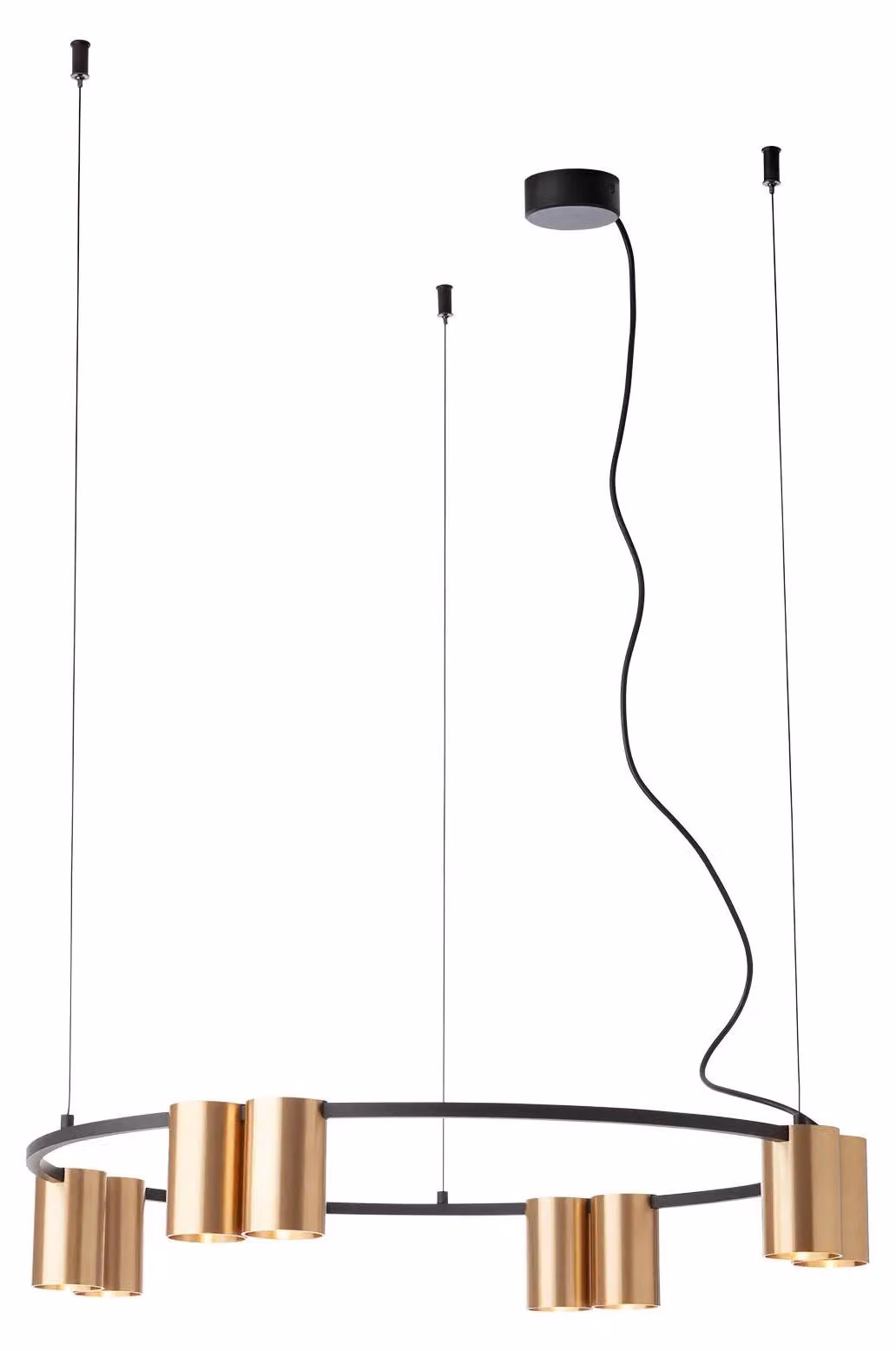 MODI, lampada a sospensione rotonda 8x10W, attacco GU10, finitura oro/nero