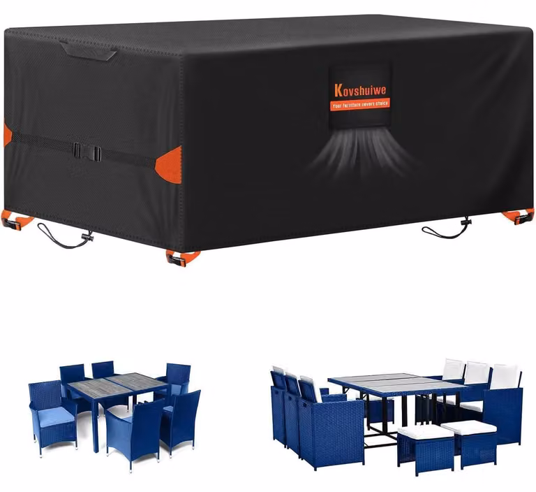 Copertura protettiva per mobili da giardino, dimensioni 160x100x74 cm, impermeabile, resistente al vento, resistente ai raggi UV, tessuto Oxford 420D