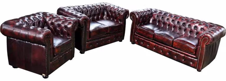 Chesterfield Sofagarnitur Polster Sitz Sofa Couch Garnitur 3+2+1 Ledersofa Sofas