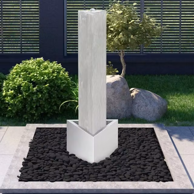 Fontana da Giardino Argento 37,7x32,6x110 cm in Acciaio Inox 48094