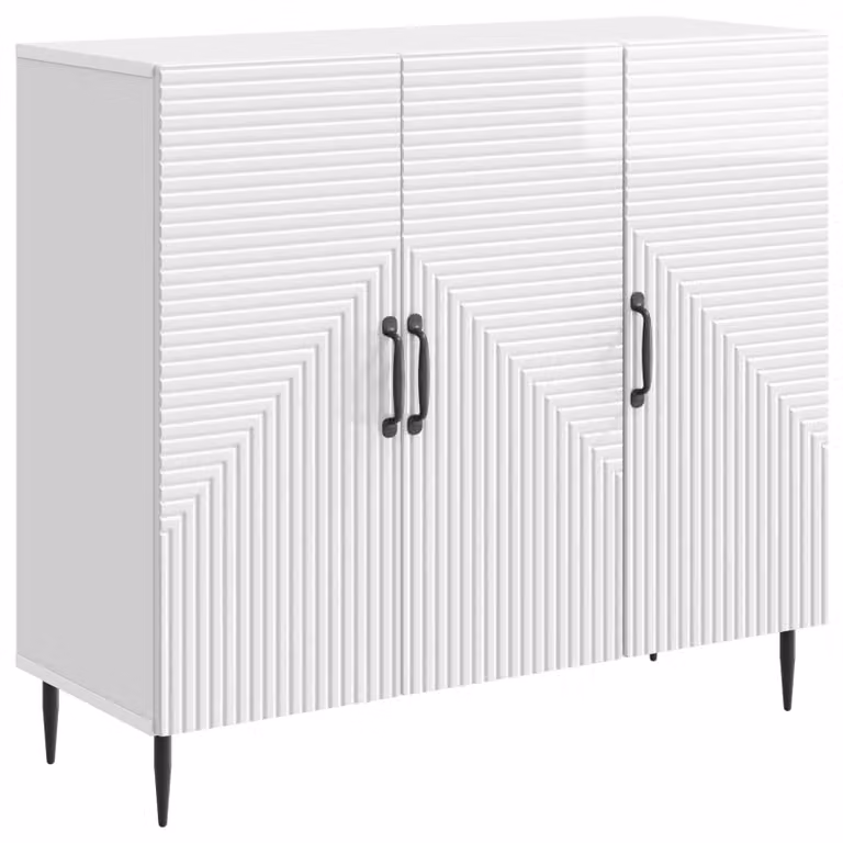 Credenza Bianco Lucido 89 x 34,5 x 80 cm Legno ingegnerizzato