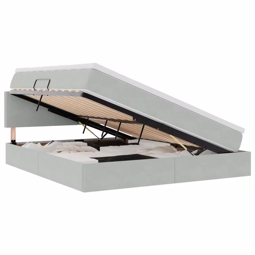 Letto con Contenitore vidaXL in Velluto Grigio con Struttura in Metallo e Legno L/P: 180 x 200 cm – 2