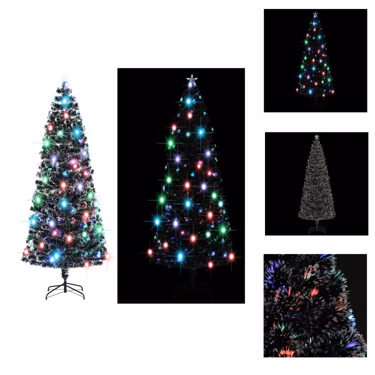 albero di Natale vidaXL con illuminazione e supporto 240 cm in fibra di vetro - Alberi di Natale