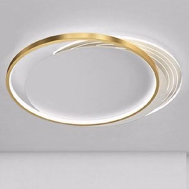 Plafoniera LED Trade Shop Cerchio Oro, Lampadario da Soffitto Tondo Moderno con Luce Fredda, 30W
