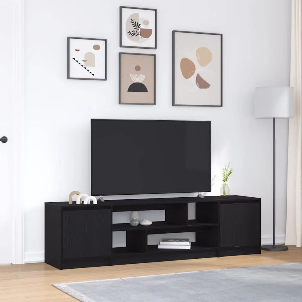 Mobile TV vidaXL in legno Rovere Nero L: 188,5 cm, P: 41 cm, H: 50 cm