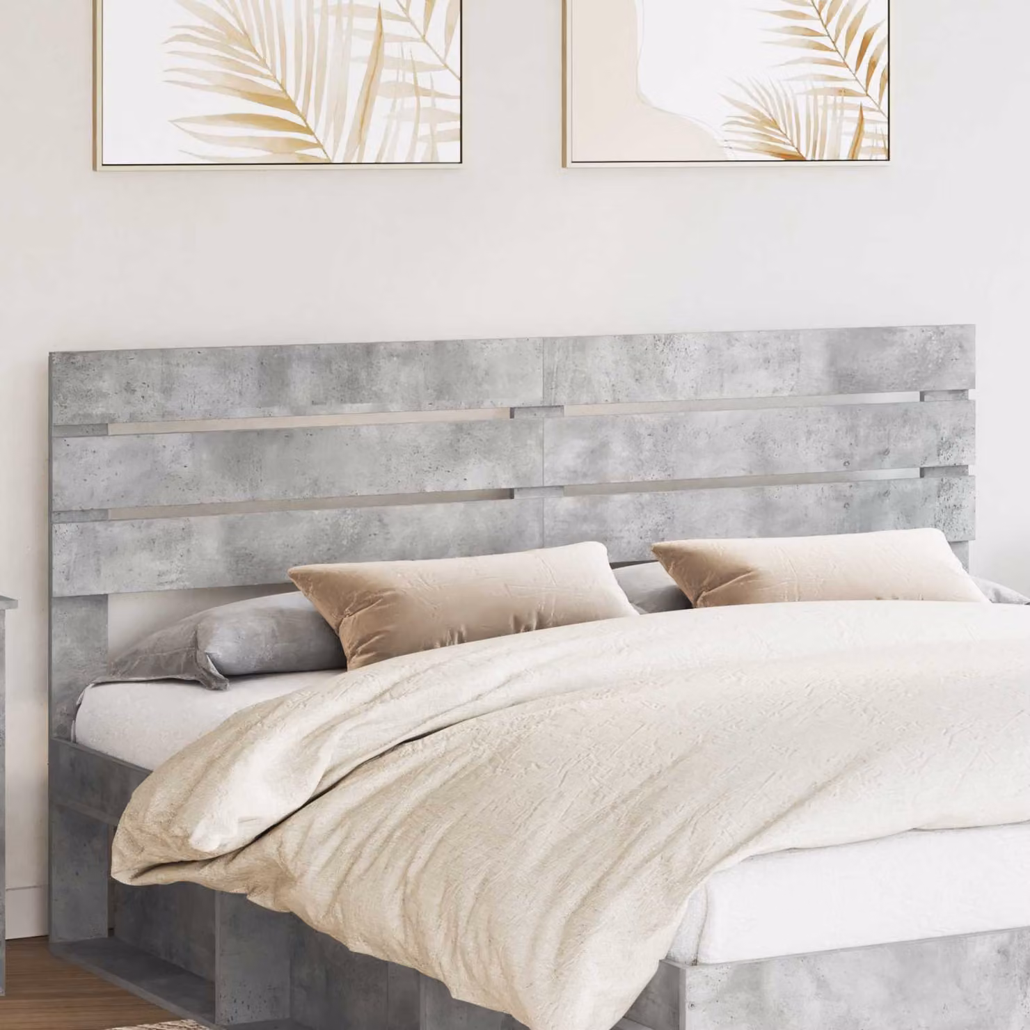 Testiera per letto moderna vidaXL in legno ingegnerizzato, Grigio cemento
