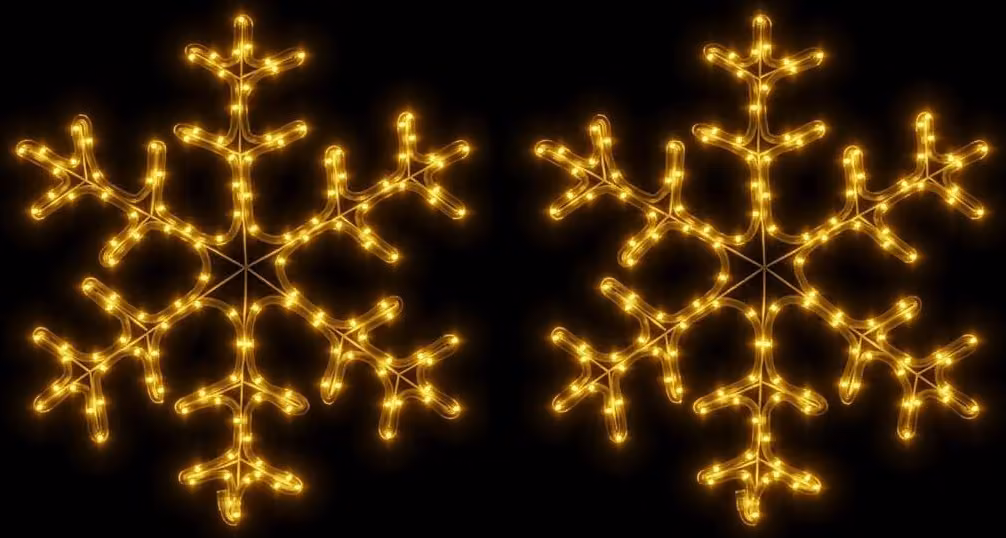 Fiocchi di neve a LED 2 pz. Bianco caldo 59x59 cm