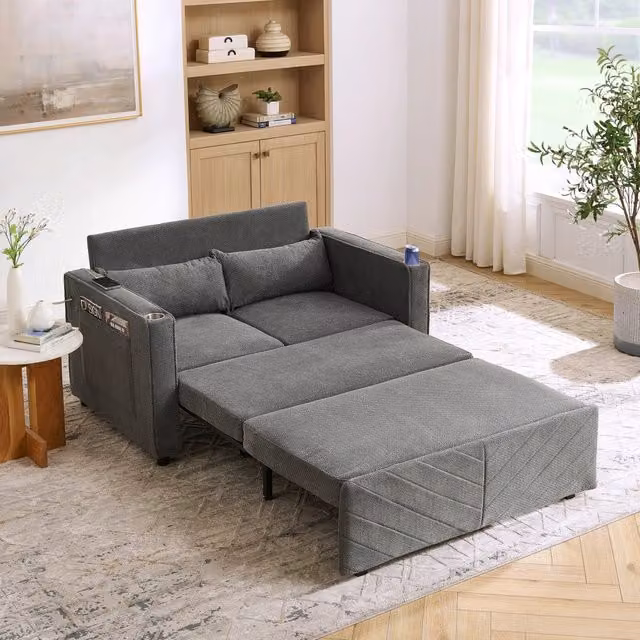 Divano Letto 2 Posti con USB ¨C Xylo ¨C Grigio Scuro