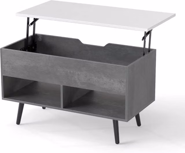Tavolino da caffè sollevabile 80 x 40 x 58 cm con vano portaoggetti nascosto design moderno per soggiorno legno ingegnerizzato grigio 20_0013799