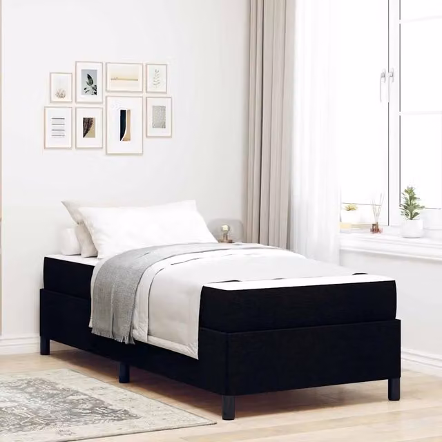 Letto a molle moderno vidaXL in tessuto nero L 90 x P 200 cm – 1