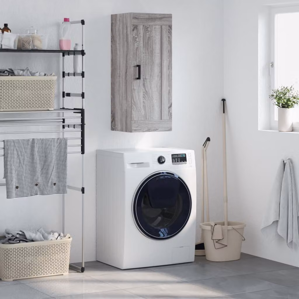 Mobile a parete vidaXL Grigio Sonoma in legno multistrato, L: 34,5 cm, P: 34 cm, H: 90 cm