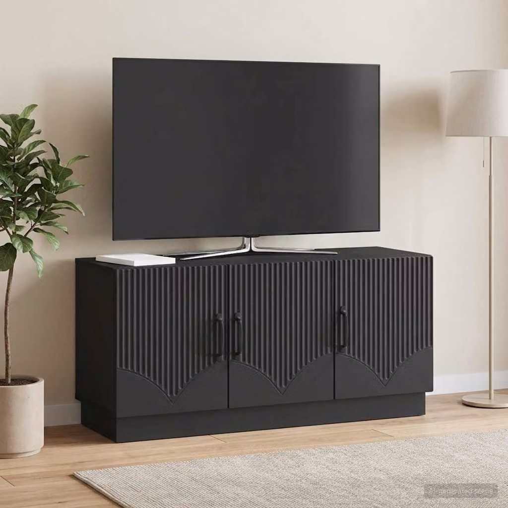 Mobile TV vidaXL Nero in Legno MDF con scomparti multimediali L 99 x P 34,5 x H 47 cm