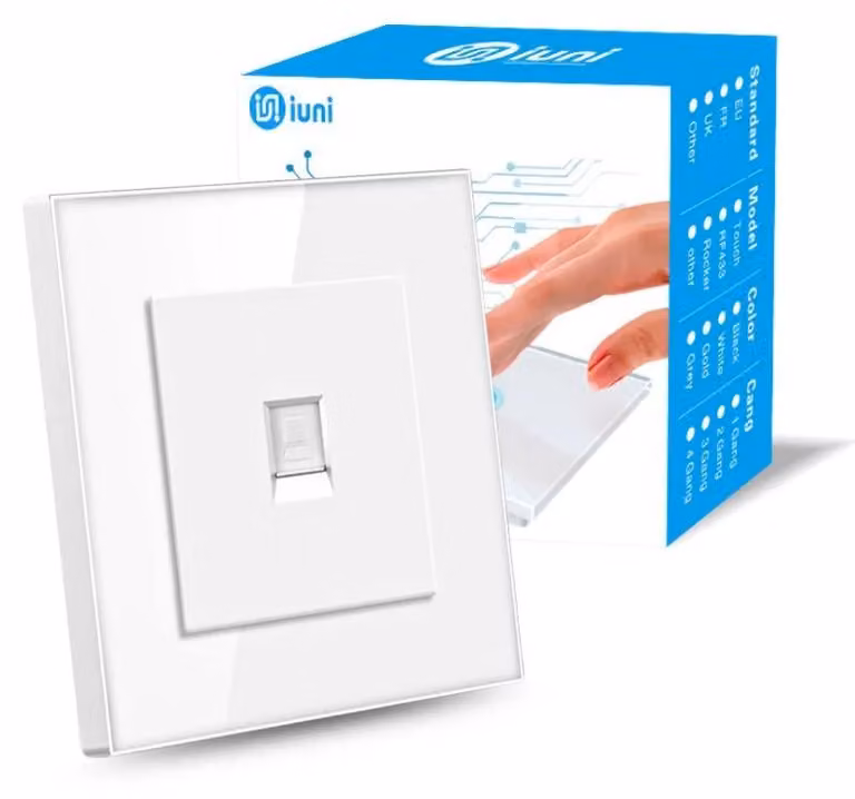 Presa internet RJ45, Cat6, Cornice in vetro temperato, iUni SD