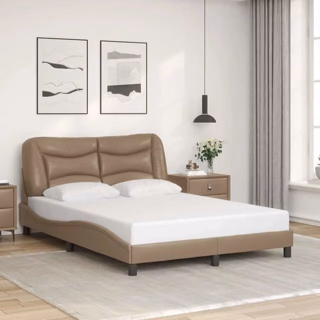 Giroletto senza Materasso-Struttura Letto Hvar Cappuccino 140x200 cm in Similpelle