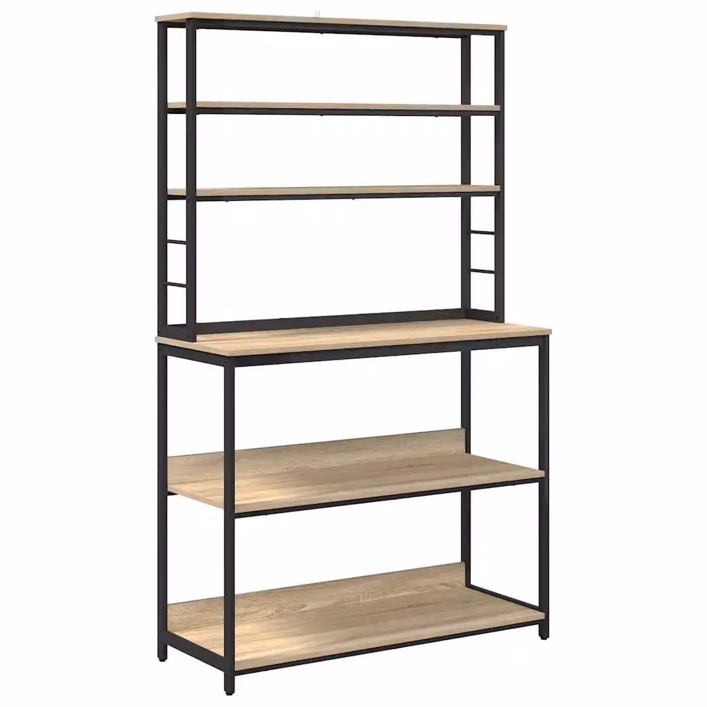 Scaffale da cucina e sala da pranzo stile industrial vidaXL in metallo e MDF marrone H 168 x L 100 x P 40 cm – 2