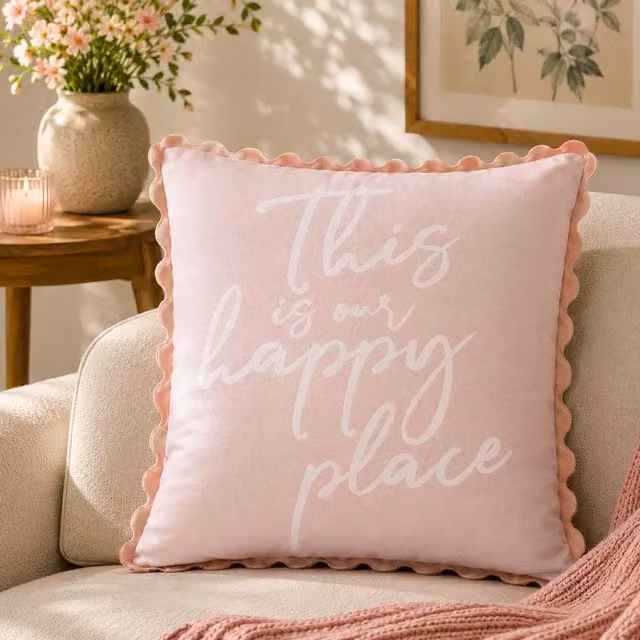 Cuscino da divano Happy Place Kasanova, L/P: 45 x 45 cm, Beige o Rosa