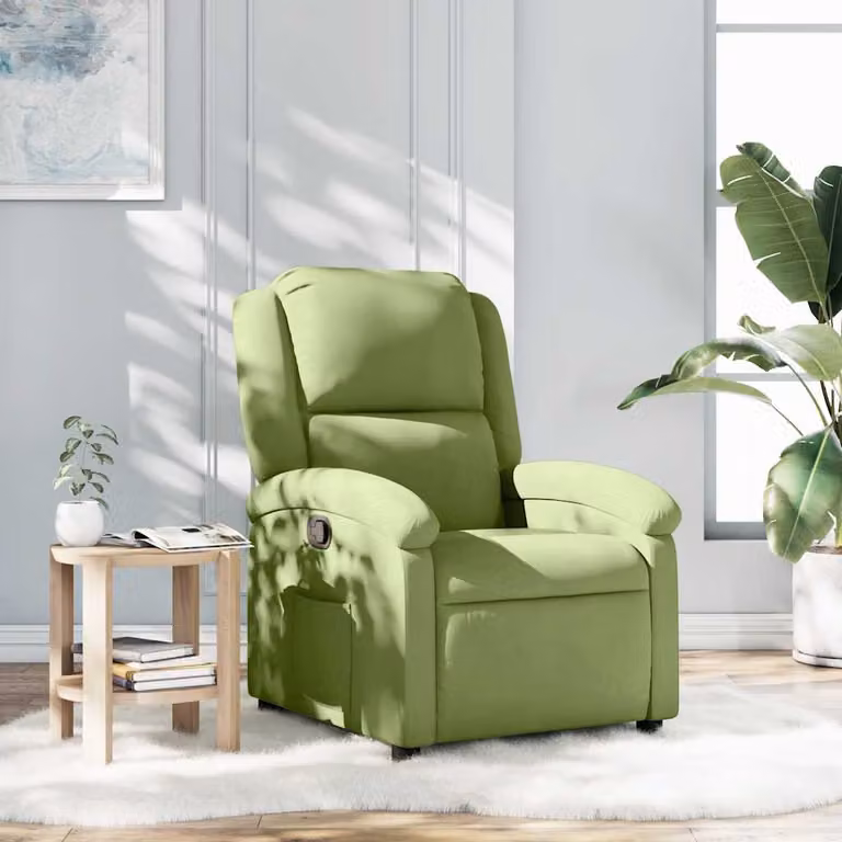 Poltrona Reclinabile Relax vidaXL in Velluto Verde con Braccioli e Meccanismo Manuale