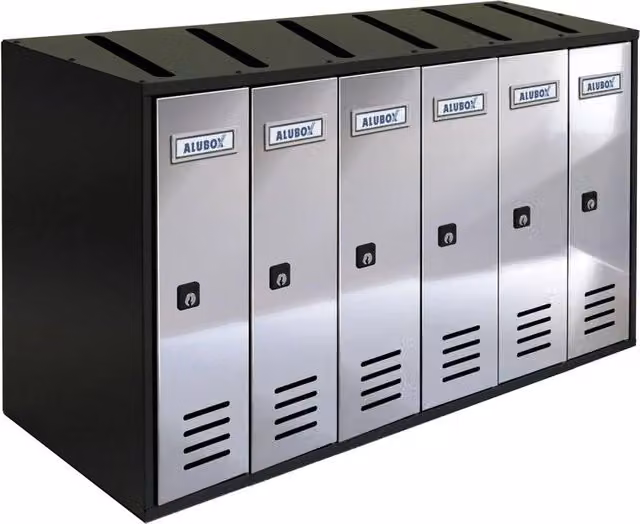 Blocchiera Alubox con 6 cassette in acciaio inossidabile nera