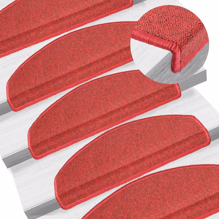 Set di 10 tappetini per scale semicircolari vidaXL, colore rosso, in polipropilene, L 65 x P 24 x H 3,5 cm