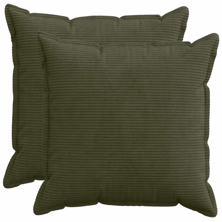 Set di 2 federe vidaXL HOUTEN in velluto a coste verdi, L 70 x L 70 cm