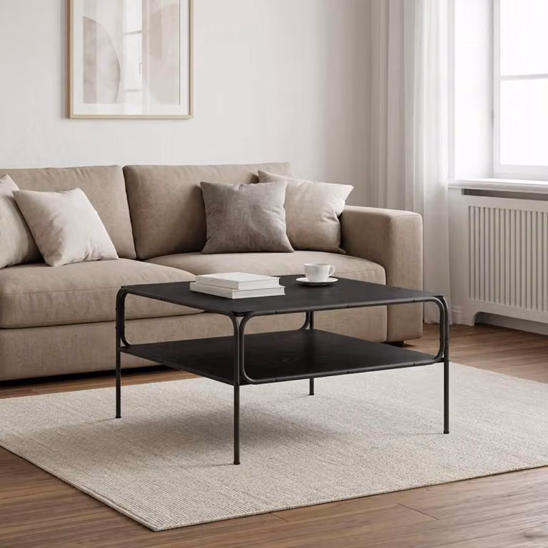 vidaXL Tavolo laterale moderno nero con piano rettangolare L/P/H: 100 x 80 x 46 cm