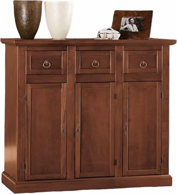 Madia credenza in legno stile arte povera tinta noce Mobili 2G L/P/H: 100 x 39 x 85 cm