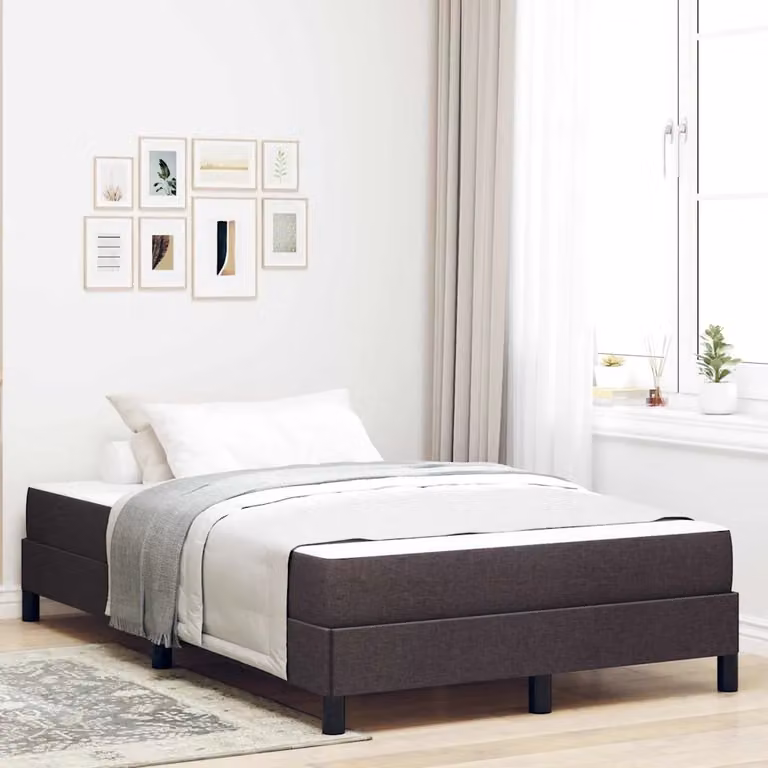 Letto a molle moderno vidaXL in tessuto marrone con struttura in legno e metallo L/P/H: 120 x 200 x 45 cm