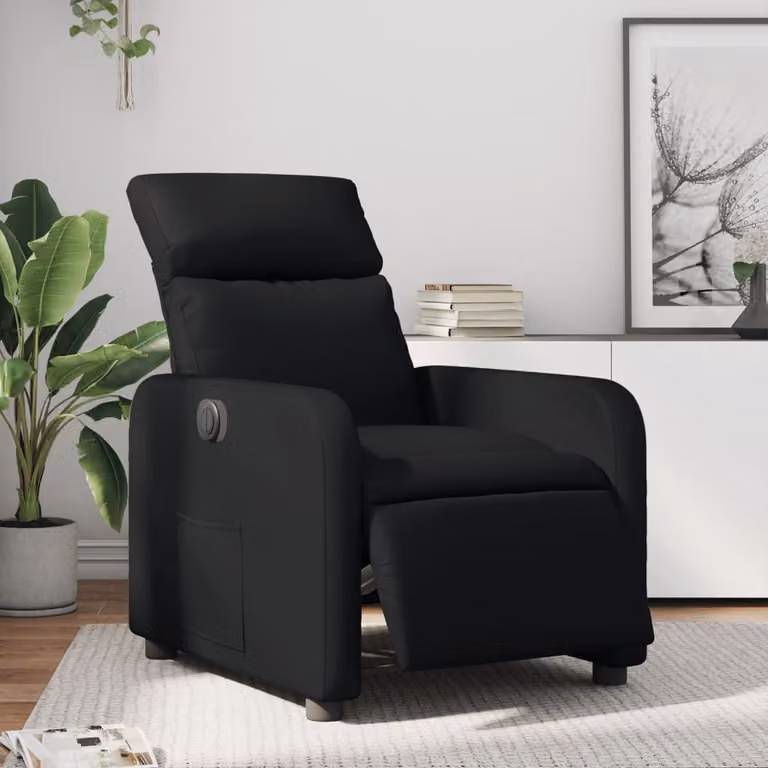 Poltrona Reclinabile Elettrica vidaXL in Similpelle Nera con Braccioli e Funzione Auto-Return