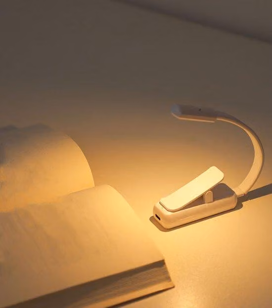 Lampada da lettura che non affatica gli occhi, piccola, leggera, bianca, 3 livelli di temperatura